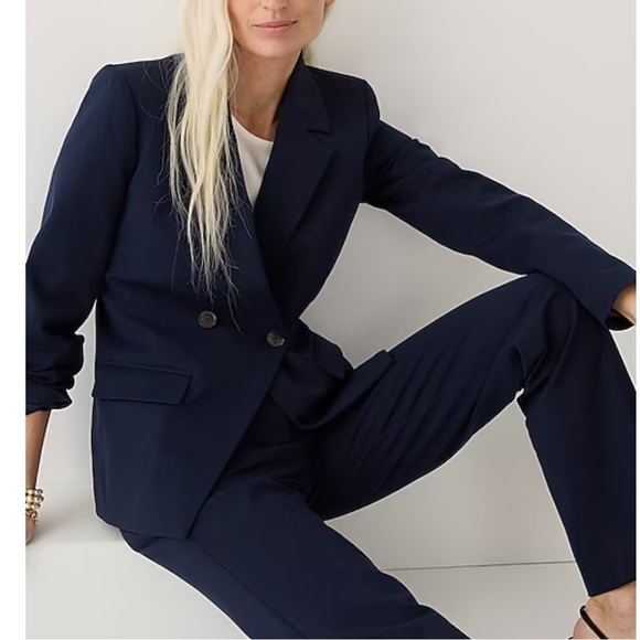 J. Crew Devon blazer in bi-stretch cotton blend BP412 Size 16 Navy Blue